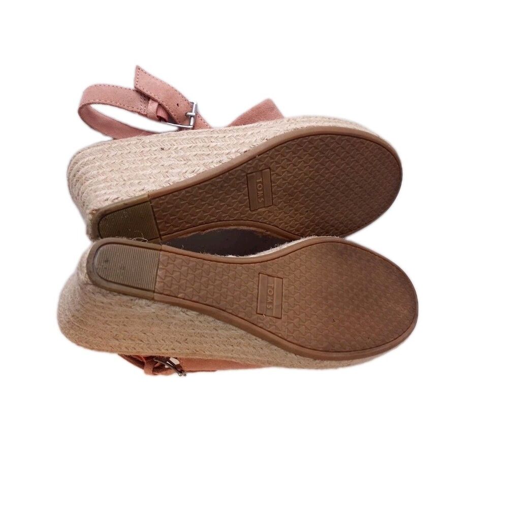 TOMS Women’s Monica Blush Pink Suede Espadrille Wedge Sandals Size 7.5 - Picture 8 of 16